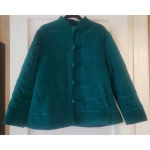 VintageGreen Velveteen Embroidered Jacket Coat 70's Shanghi La